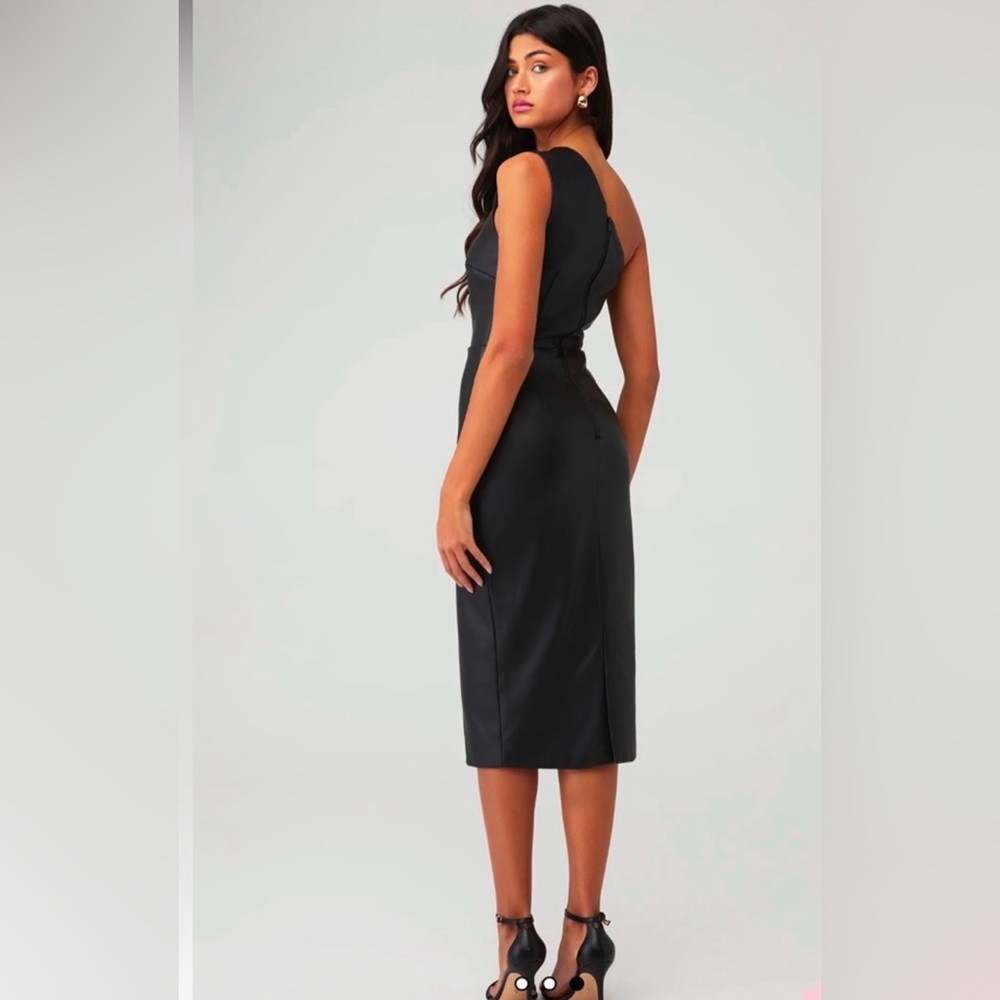 Bardot Oriella Revolve Vegan Leather Dress in Black size Medium - Picture 3 of 11